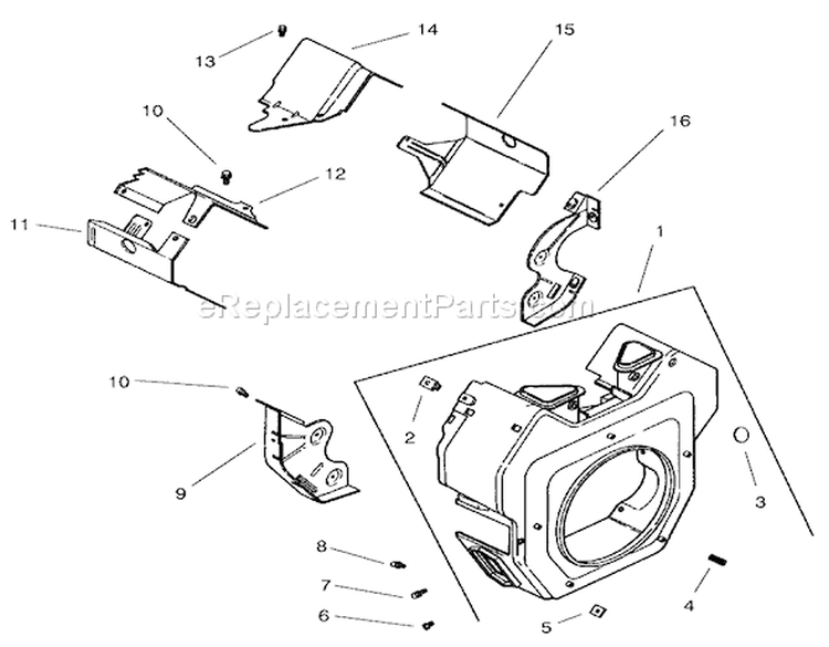 Group 6-Blower Housing & Baffles Diagram and Parts List for 000000001-000999999 - 2000 Toro Lawn Tractor