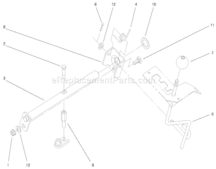 Hi-Lo Shift Assembly Diagram and Parts List for 000000001-000999999 - 2000 Toro Lawn Tractor