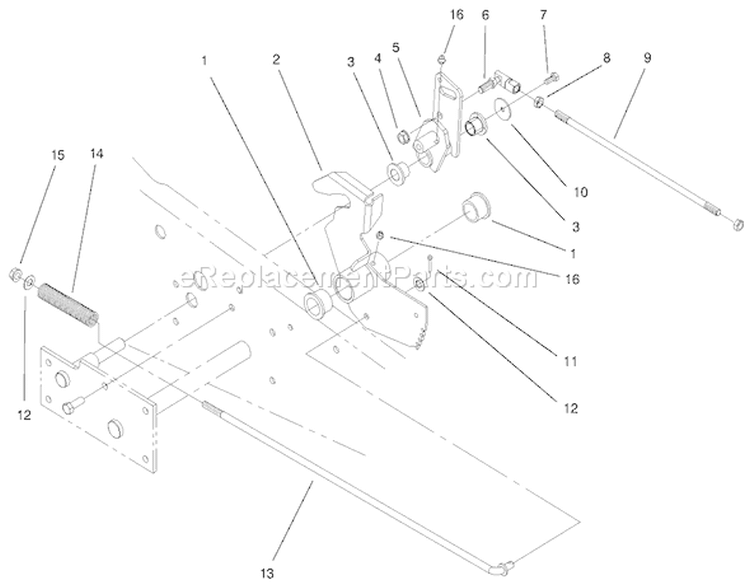 Lower Parking Brake Assembly Diagram and Parts List for 000000001-000999999 - 2000 Toro Lawn Tractor