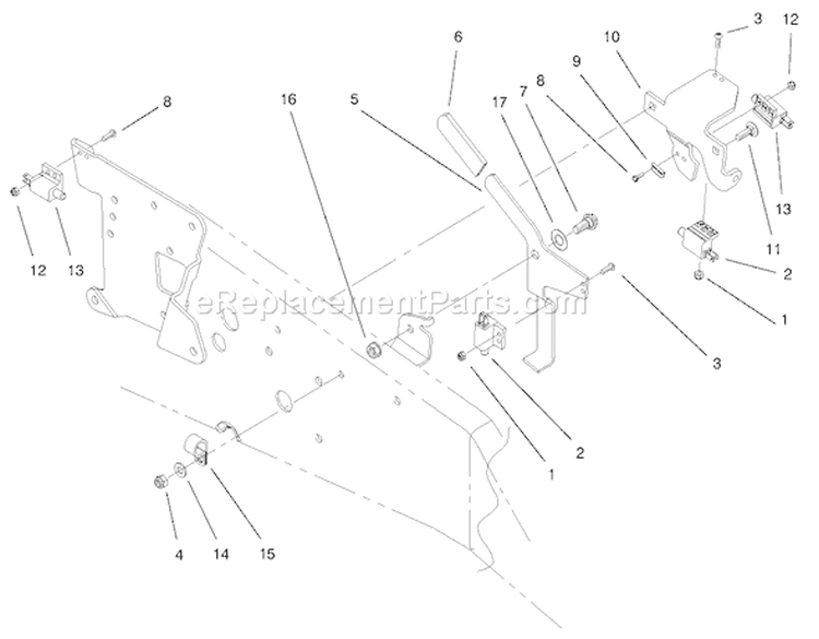 Upper Parking Brake Assembly Diagram and Parts List for 000000001-000999999 - 2000 Toro Lawn Tractor