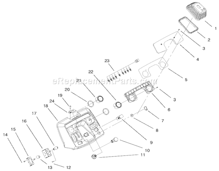Dash Assembly Diagram and Parts List for 000000001-000999999 - 2000 Toro Lawn Tractor