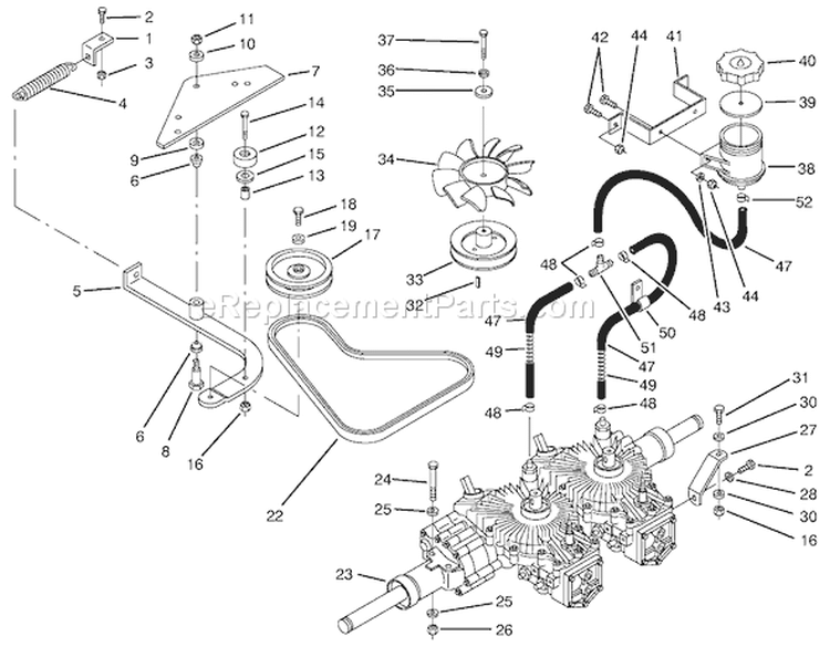 Transmission & Drive System Assembly Diagram and Parts List for 590001-599999 - 1995 Toro Lawn Tractor