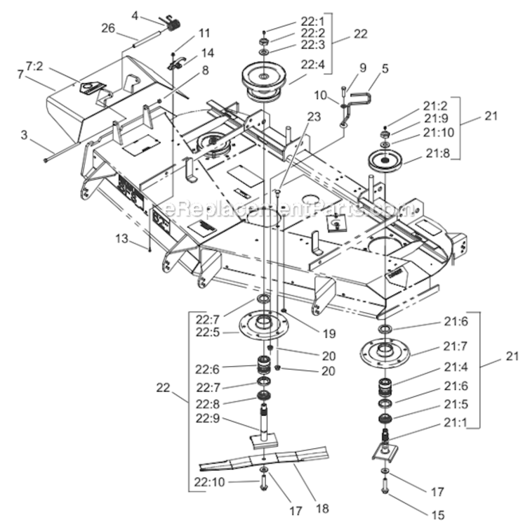 Spindle_And_Pulley_Assembly Diagram and Parts List for 220000001-220999999 Toro Lawn Mower