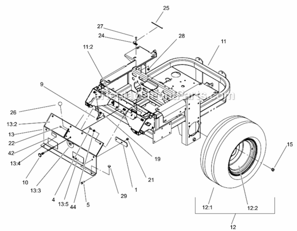 Rear_Frame_And_Wheel_Assembly Diagram and Parts List for 220000001-220999999 Toro Lawn Mower
