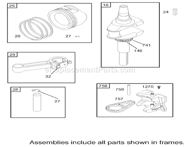 Crankshaft Assembly Diagram and Parts List for 240000894-240999999 - 2004 Toro