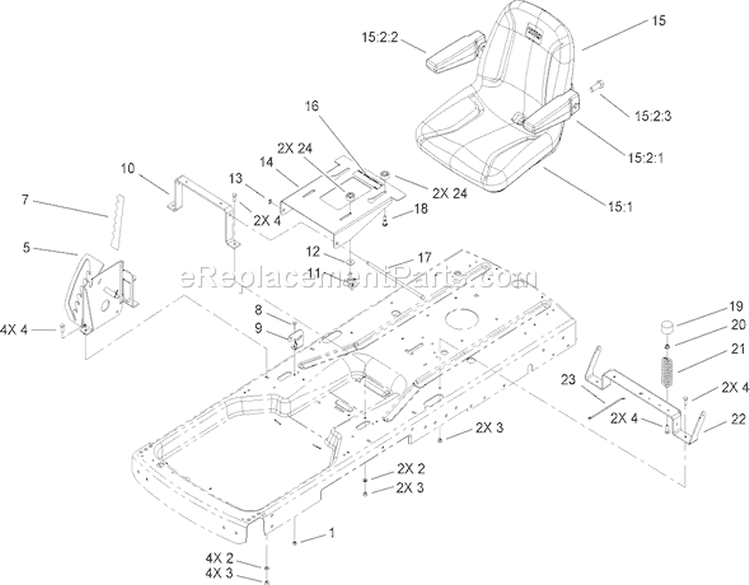 Seat Assembly Diagram and Parts List for 260020000-260999999 - 2006 Toro Lawn Tractor