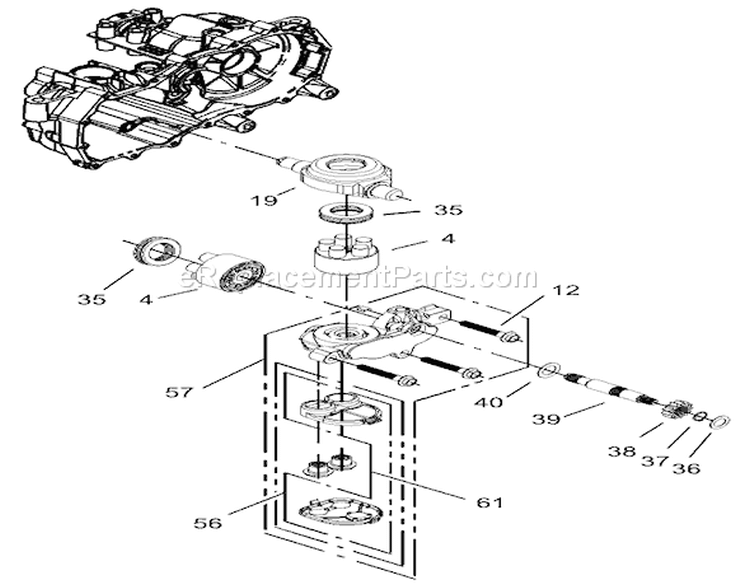 Cylinder Block Assembly Diagram and Parts List for 230000001-230999999 - 2003 Toro Lawn Tractor