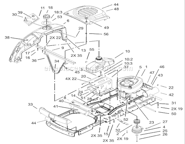Engine Assembly Diagram and Parts List for 230000001-230999999 - 2003 Toro Lawn Tractor