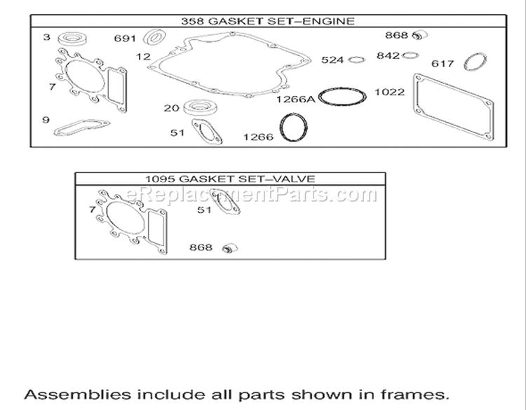 Gasket Assembly Engine Diagram and Parts List for 230000001-230999999 - 2003 Toro Lawn Tractor