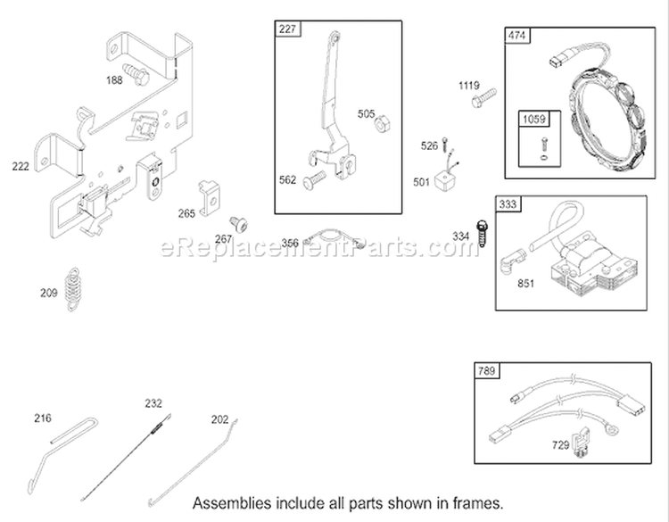 Governor Assembly Engine Diagram and Parts List for 230000001-230999999 - 2003 Toro Lawn Tractor