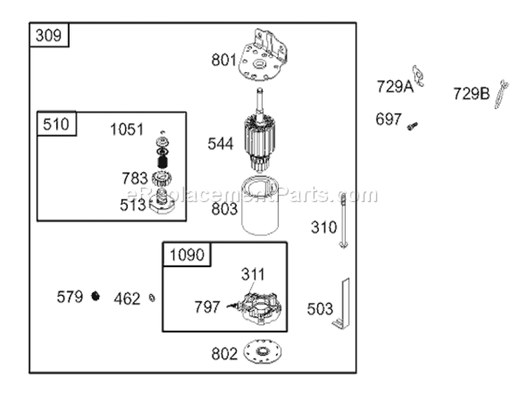 Starter Assembly Engine Diagram and Parts List for 230000001-230999999 - 2003 Toro Lawn Tractor