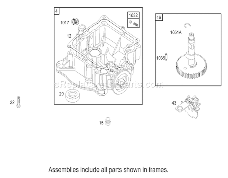 Crankcase Assembly Engine Diagram and Parts List for 230000001-230999999 - 2003 Toro Lawn Tractor