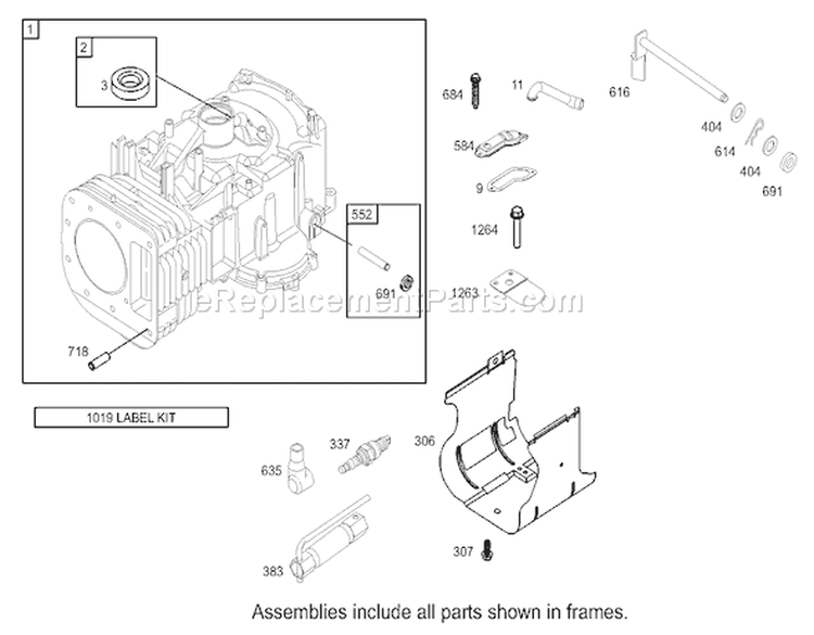 Cylinder Assembly Engine Diagram and Parts List for 230000001-230999999 - 2003 Toro Lawn Tractor
