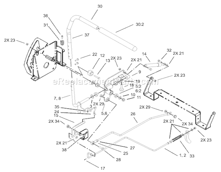 Control Assembly Diagram and Parts List for 230000001-230999999 - 2003 Toro Lawn Tractor