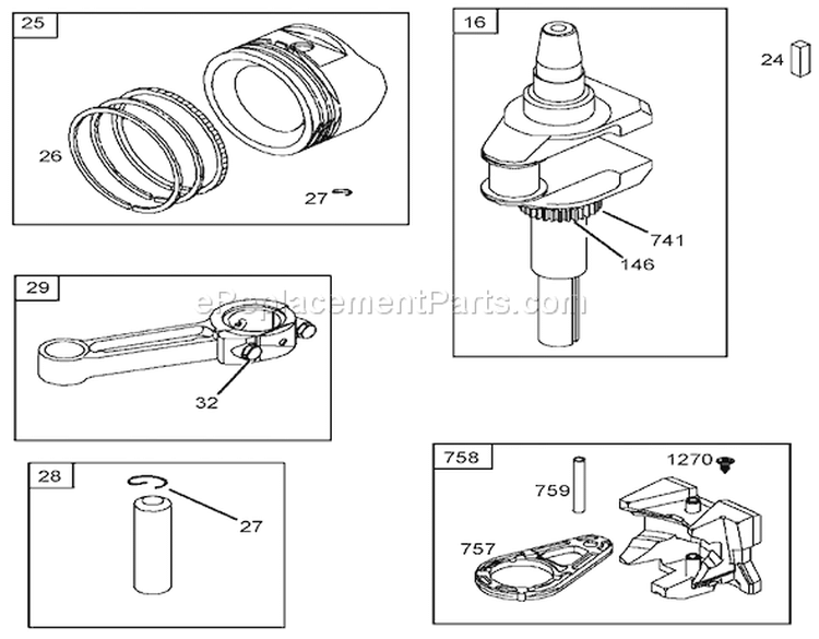 Crankshaft Assembly Diagram and Parts List for 250000001-250999999 - 2005 Toro Lawn Tractor