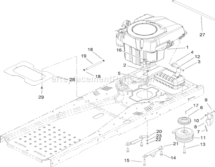 Engine and Clutch Assembly Diagram and Parts List for 290000001-290999999 - 2009 Toro Lawn Tractor