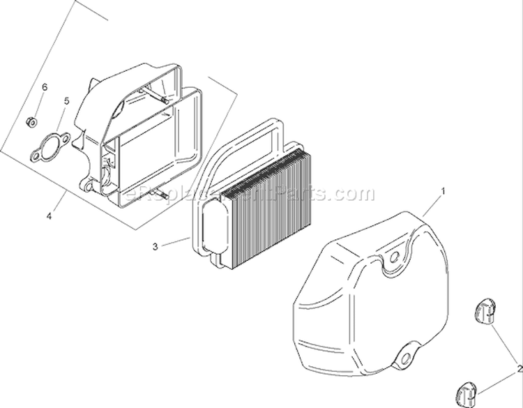 Air Intake and Filtration Assembly Diagram and Parts List for 280000001-280999999 - 2008 Toro Lawn Tractor