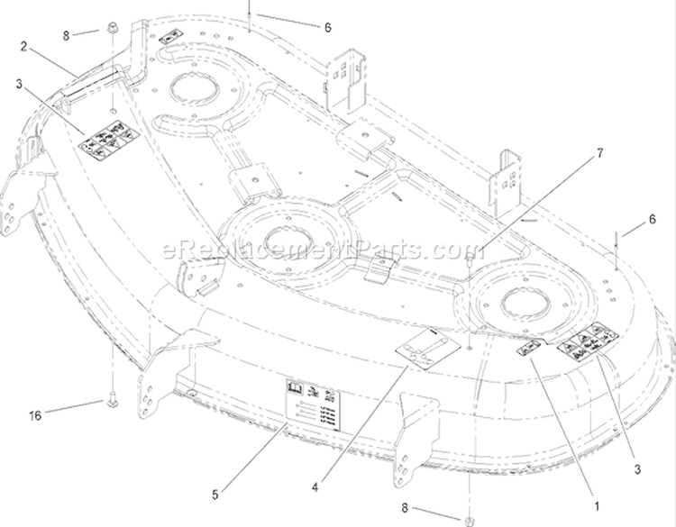 50in Deck Decal Assembly Diagram and Parts List for 270000001-270999999 - 2007 Toro Lawn Tractor