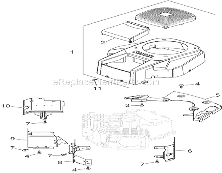 Blower Housing Assembly Diagram and Parts List for 280000001-280999999 - 2008 Toro Lawn Tractor