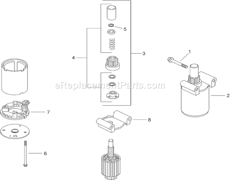 Starter Assembly Diagram and Parts List for 280000001-280999999 - 2008 Toro Lawn Tractor