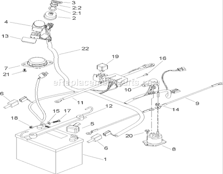 Electrical System Assembly Diagram and Parts List for 240001180-240999999 - 2004 Toro