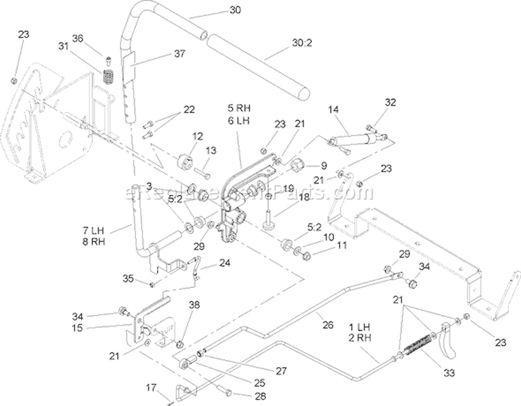 Control Assembly Diagram and Parts List for 240001180-240999999 - 2004 Toro