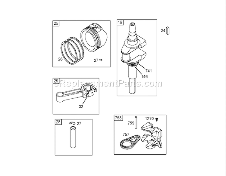 Crankshaft Assembly Diagram and Parts List for 250000001-250999999 - 2005 Toro