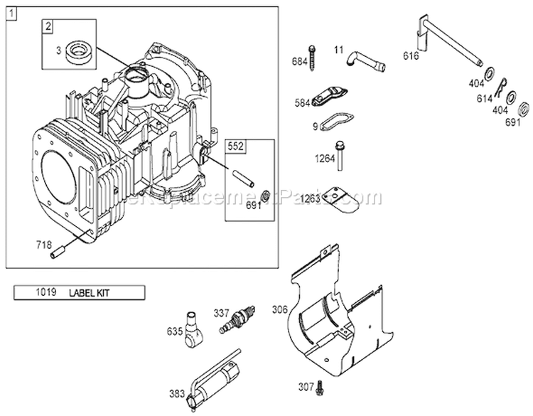 Cylinder Assembly Diagram and Parts List for 250000001-250999999 - 2005 Toro