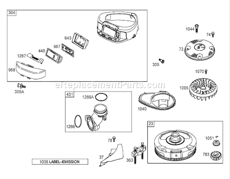 Blower Housing Assembly Diagram and Parts List for 250000001-250999999 - 2005 Toro