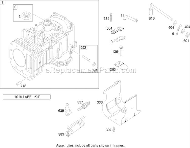 Cylinder Assembly Diagram and Parts List for 260000001-260999999 - 2006 Toro Lawn Tractor