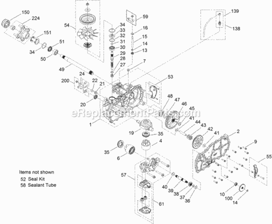 Lh_Hydro_Transaxle_Assembly_No_119-3350 Diagram and Parts List for 311000001 - 311999999 Toro Lawn Tractor