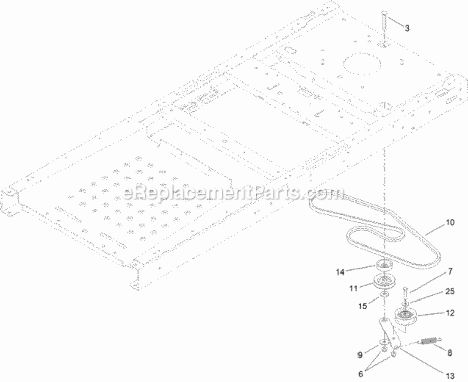 Belt_And_Idler_Assembly Diagram and Parts List for 313100001 - 313999999 Toro Lawn Tractor