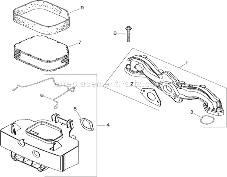 Air Intake and Filtration Assembly Diagram and Parts List for 290000001-290999999 - 2009 Toro Lawn Tractor