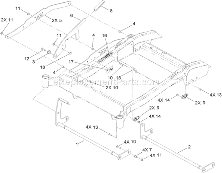 Deck Lift Assembly Diagram and Parts List for 290000001-290999999 - 2009 Toro Lawn Tractor