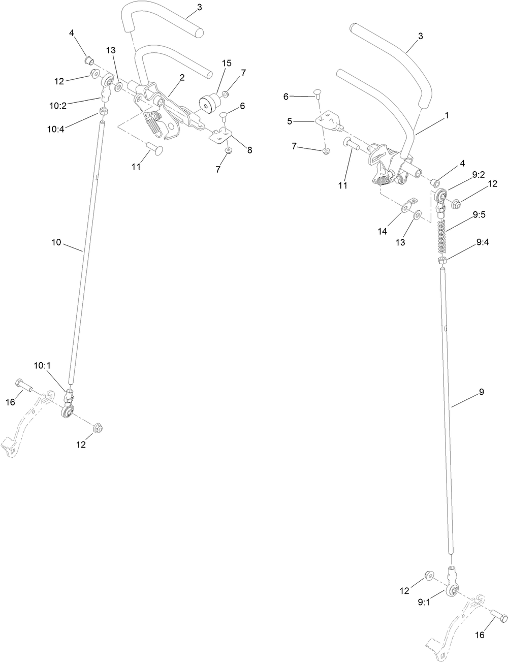 Motion Control Assembly Diagram and Parts List for 411800000-999999999 Toro Lawn Mower