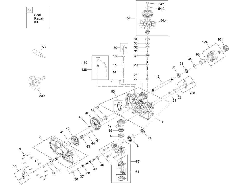 Rh Transaxle Assembly No. 139-7471 Diagram and Parts List for 415500000 - 417199999 Toro Lawn Tractor