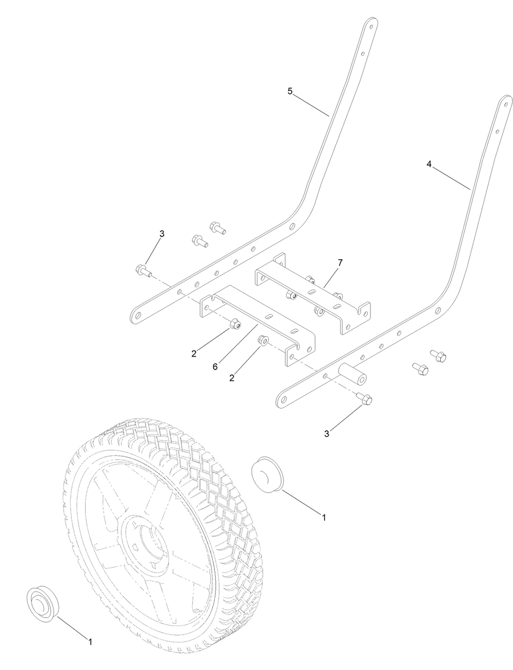 Engine Mount And Wheel Bearing Assembly Diagram and Parts List for 323000001 - 999999999 Toro Edger