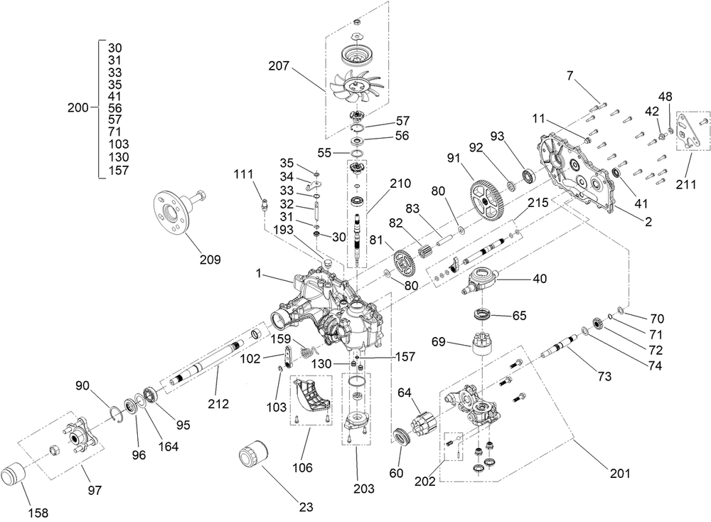 Lh Transmission Assembly Diagram and Parts List for 410280000-999999999 Toro Lawn Mower