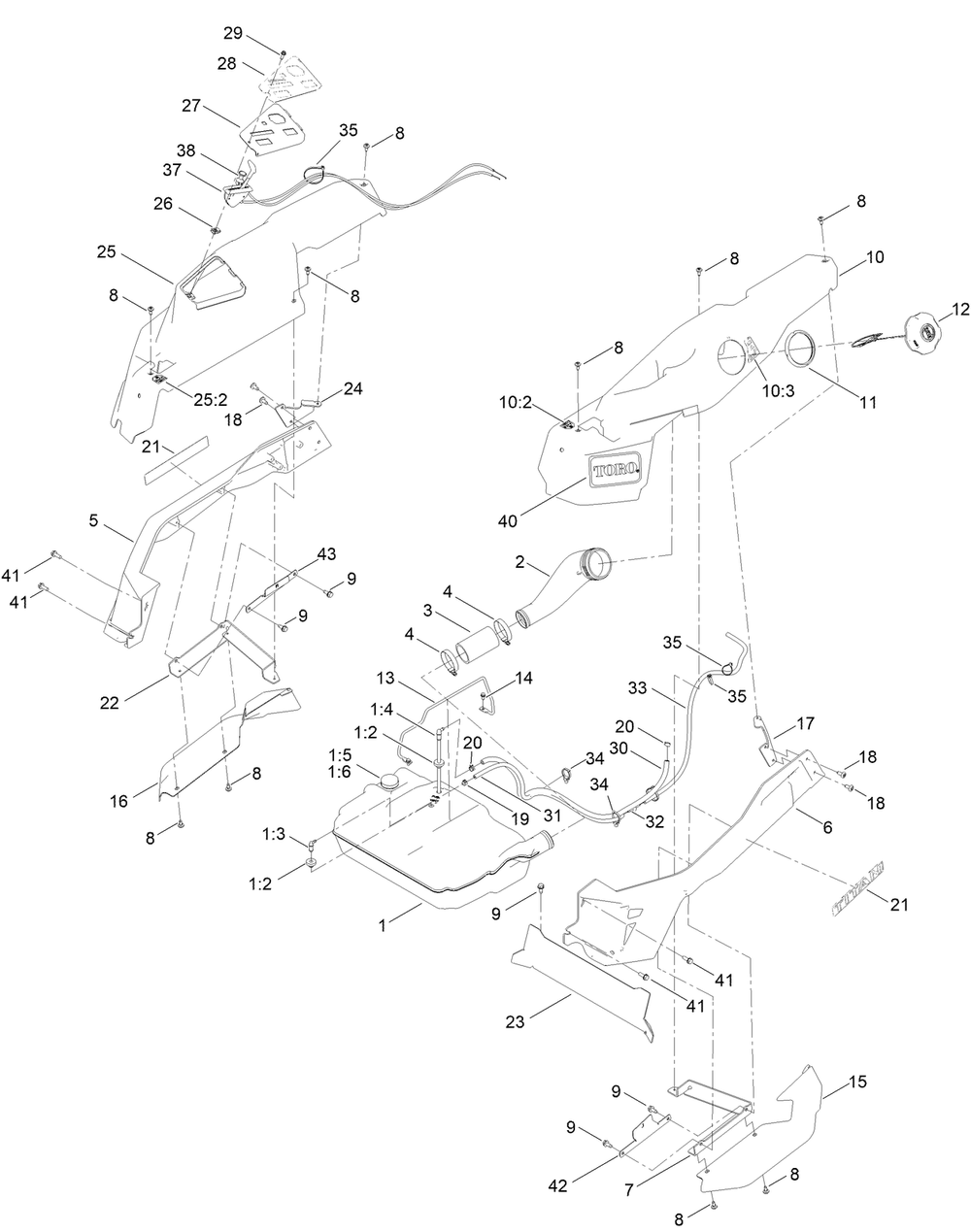 Styling Pod Assembly Diagram and Parts List for 417200000 - 417259999 Toro Lawn Tractor