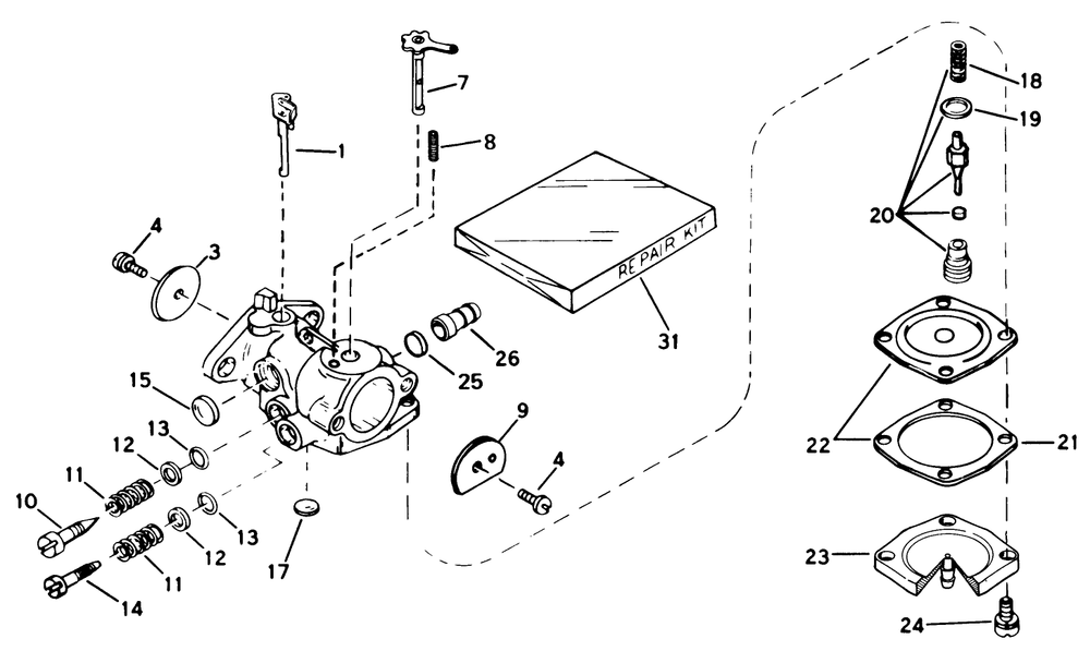 Carburetor No. 632142 Engine Model No. Ah520 Type 1602a Diagram and Parts List for 4000001 - 4999999 Toro Snow Blower