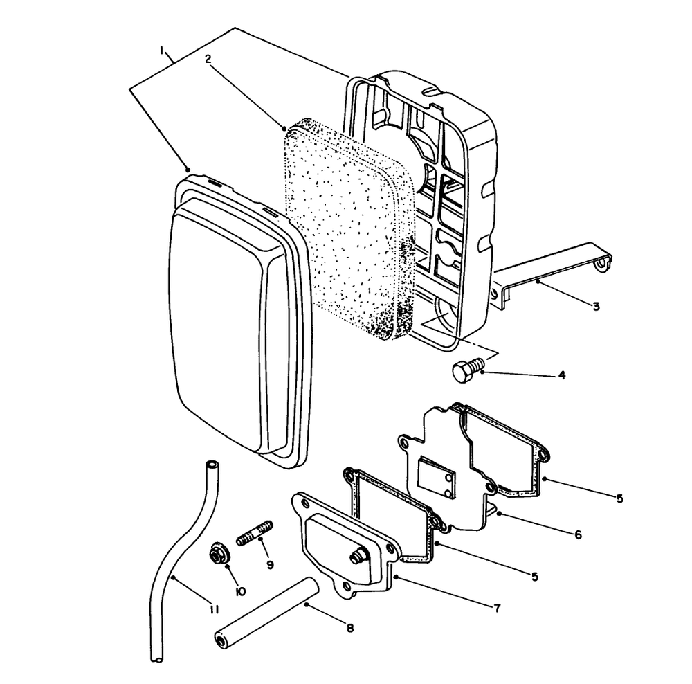 Air Cleaner Diagram and Parts List for 6000001 - 6999999 Toro Generator