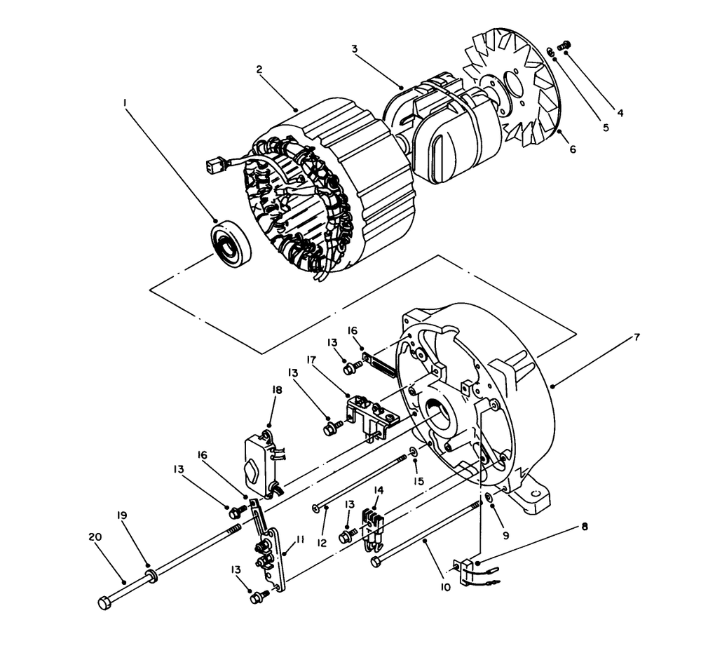 Generator Assembly Diagram and Parts List for 6000001 - 6999999 Toro Generator