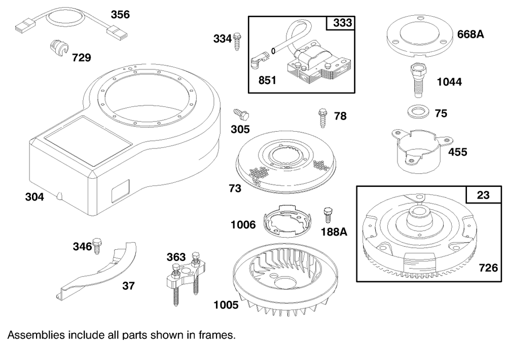 Engine Briggs & Stratton Model 28m707-0127-01 Diagram and Parts List for 7900001 - 7999999 Toro Lawn Tractor
