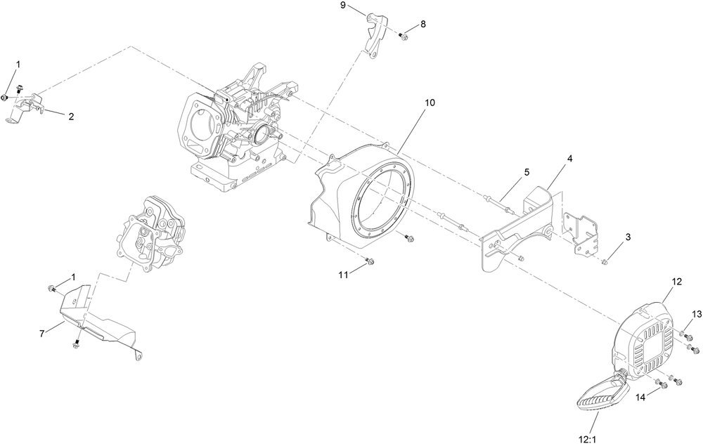 Blower Housing And Shrouds Assembly Diagram and Parts List for 409000000 - 412999999 Toro Snow Blower