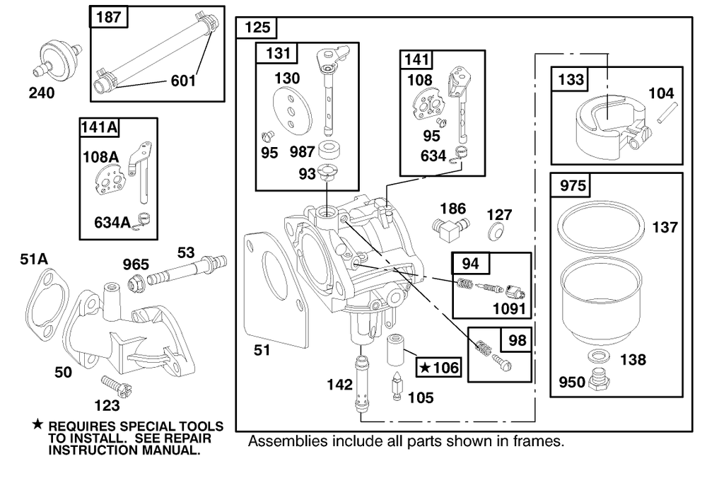 Engine Briggs & Stratton Model 28m707-1122-E1 Diagram and Parts List for 8900001 - 8999999 Toro Lawn Tractor