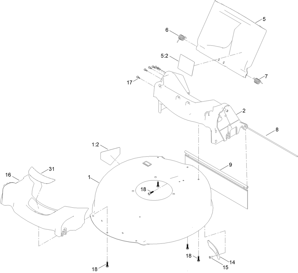 Housing Assembly Diagram and Parts List for 412277424 - 412899999 Toro Lawn Mower