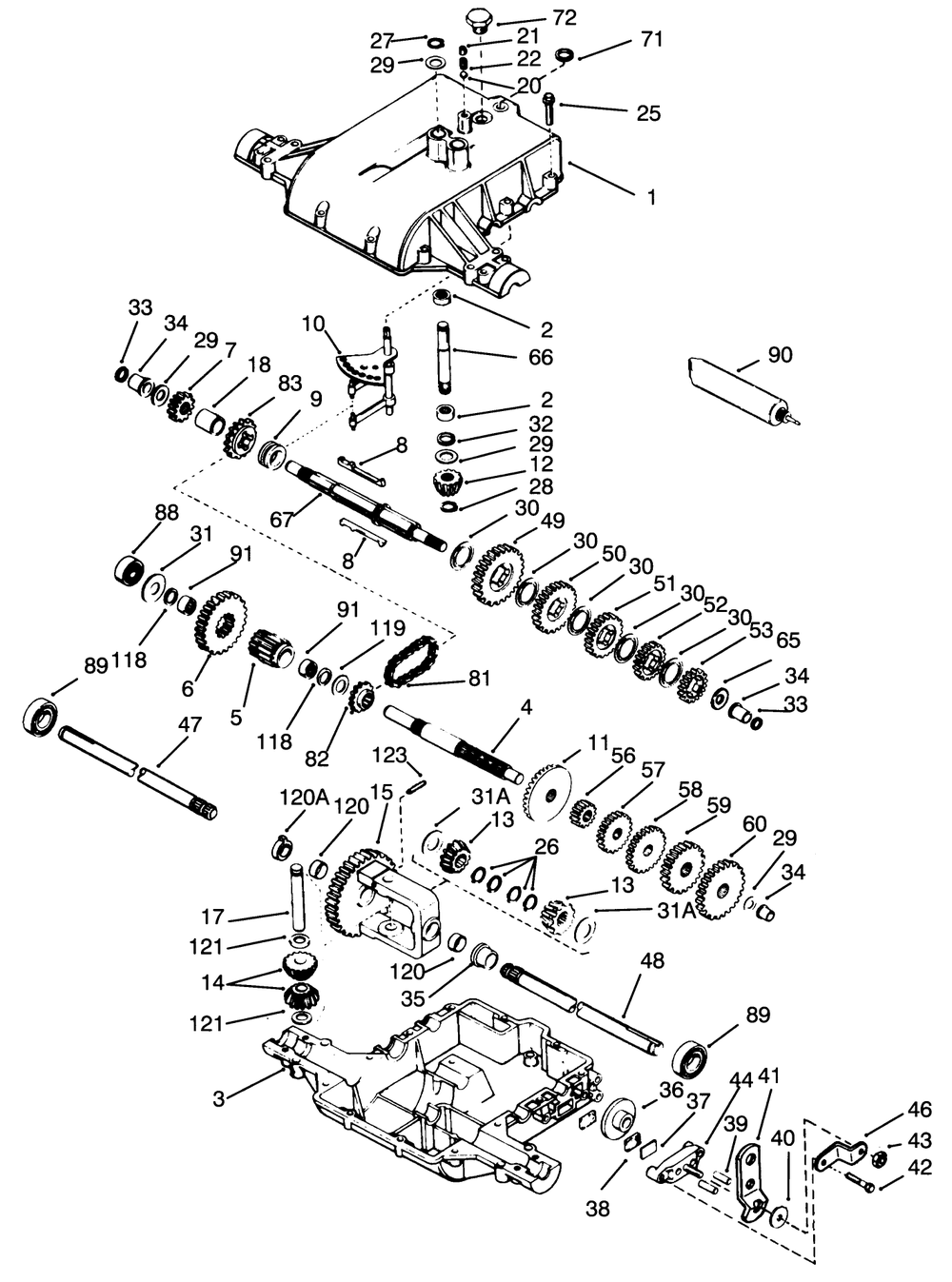 Transaxle Peerless Model No. 801-062 Diagram and Parts List for 3900001 - 3999999 Toro Lawn Tractor