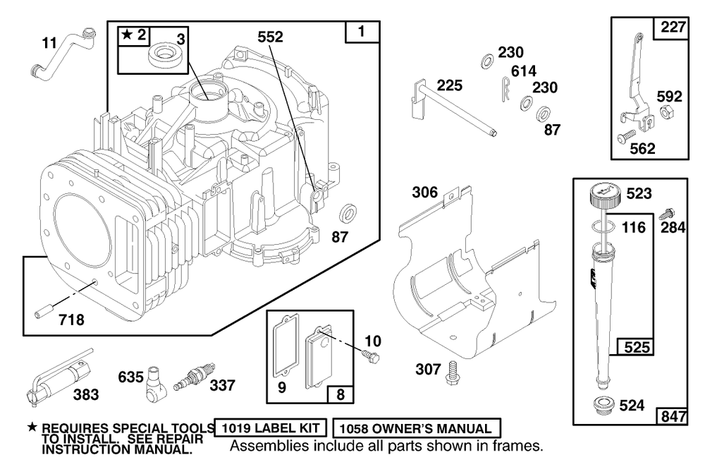 Engine Briggs & Stratton Model 28n707-0631-A1 Diagram and Parts List for 7900001 - 7999999 Toro Lawn Tractor