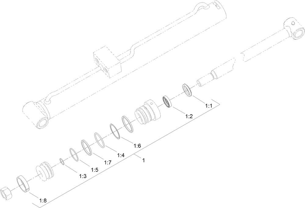 Right Hand Hydraulic Lift Cylinder  Assembly No. 104-6269 Diagram and Parts List for 402000000 - 404684849 Toro Lawn Tractor Accessories