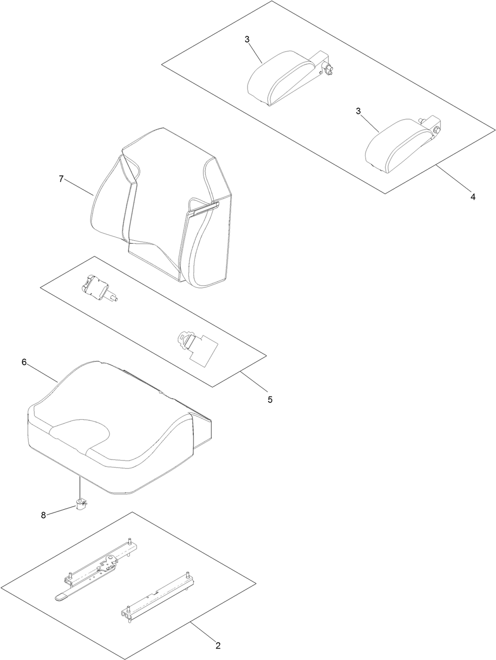 Seat Assembly Diagram and Parts List for 402080000-403099999 Toro Lawn Mower